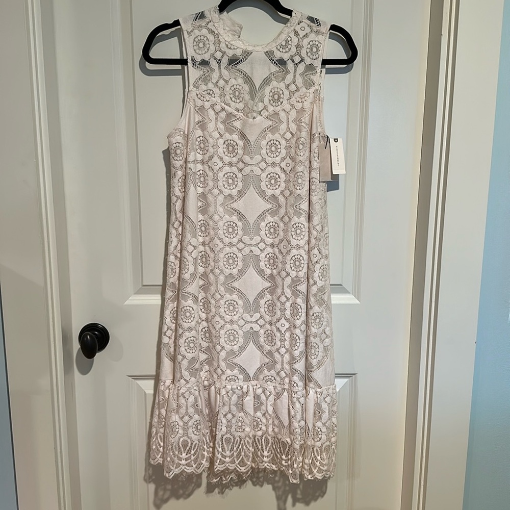 NWT cream lace overlay dress